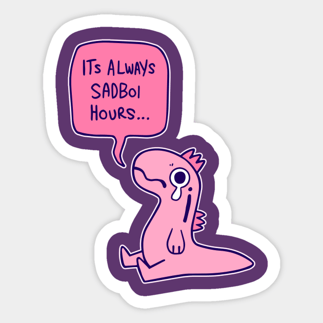 Sadboi hours - pink Sticker by Psychonautic